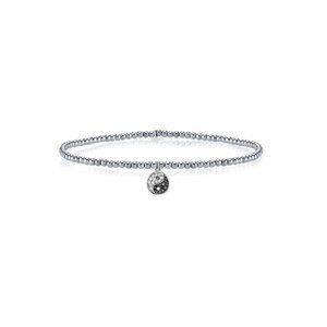 SYDNEY EVAN GOLD & DIAMOND MINI YIN YANG ON 14K WHITE GOLD BEADS BRACELET